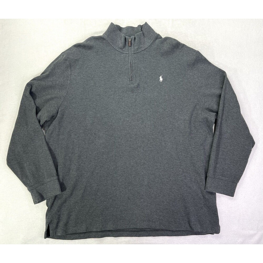 Polo Ralph Lauren Estate Rib 1/4 Zip Long Sleeve Pullover Sweater Men's 2XL Grey